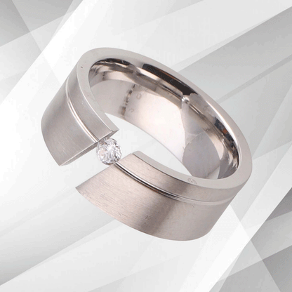 0.35Ct C Z Diamond Titanium Wedding Anniversary Band 18Ct White Gold