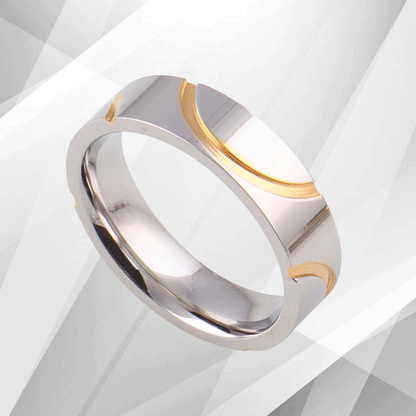 Men’s 6mm Flat Titanium 18Ct White And Yellow Gold Over Engagement