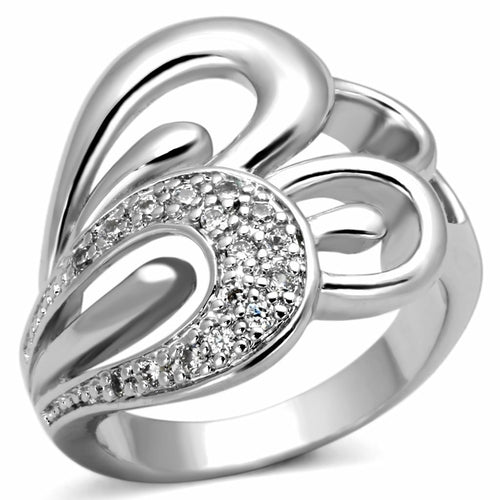 Clear AAA Grade CZ Rhodium-Plated Brass Ring