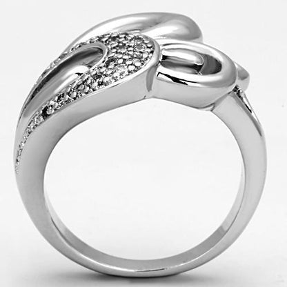 Clear AAA Grade CZ Rhodium-Plated Brass Ring