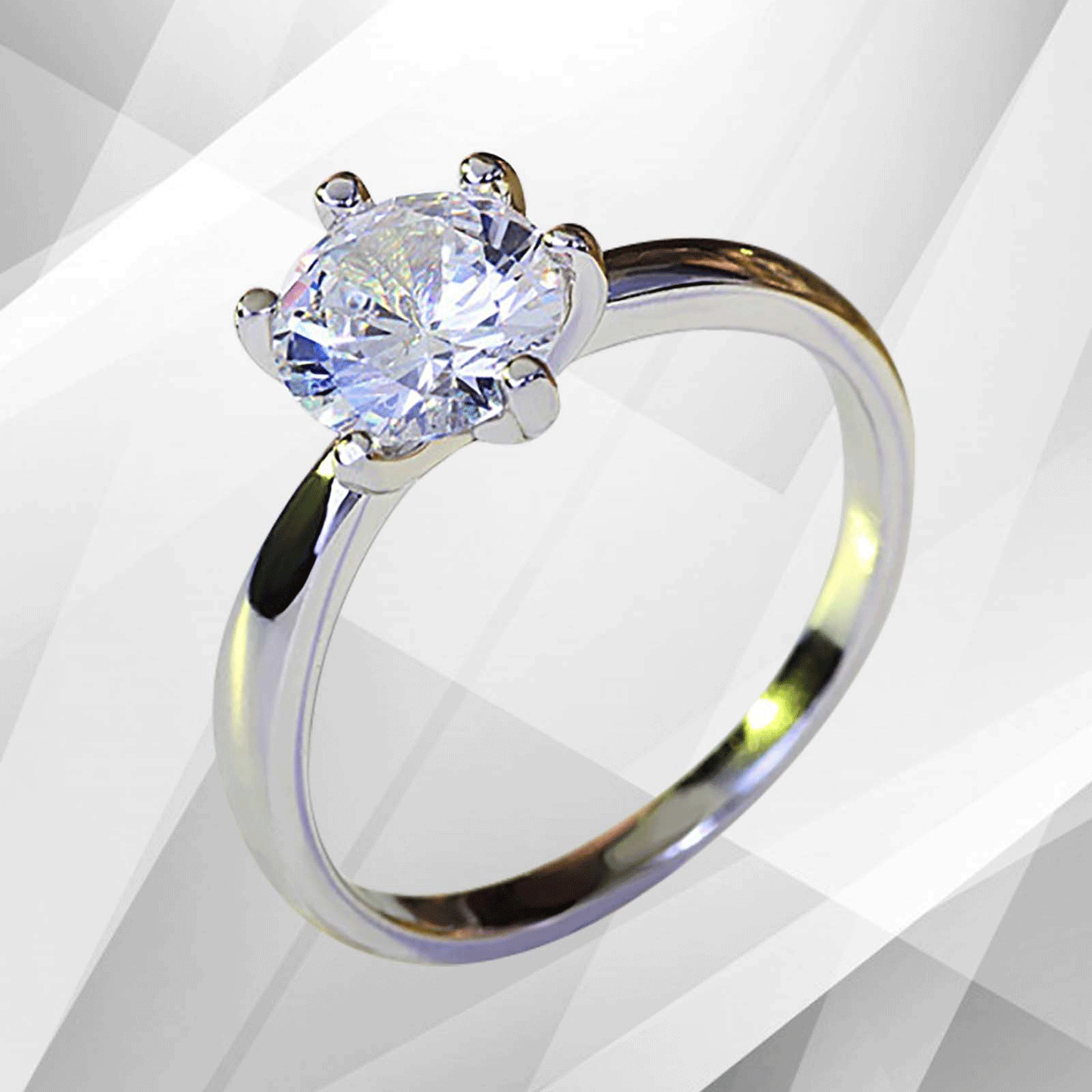 2.0Ct Round-Cut Diamond Solitaire Bridal Engagement Ring 18Ct White