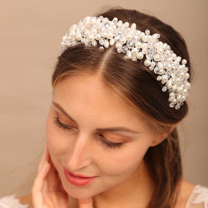 Bridal Tiara Headwear Pearl Crown Princess Wedding Bridal Tiara Pear