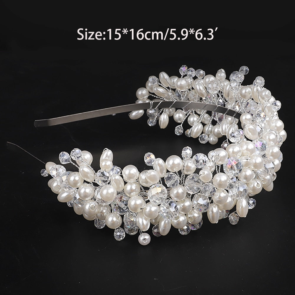 Bridal Tiara Headwear Pearl Crown Princess Wedding Bridal Tiara Pear