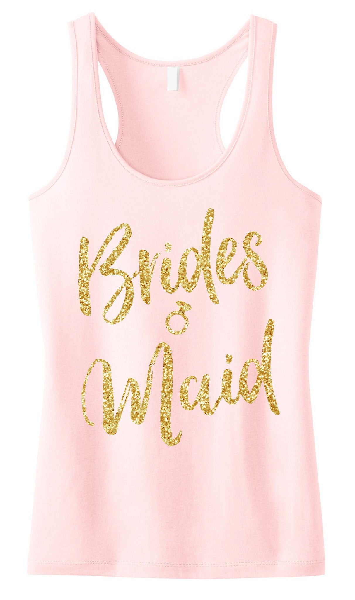 Bridesmaid Script Tank Top with Gold Glitter -