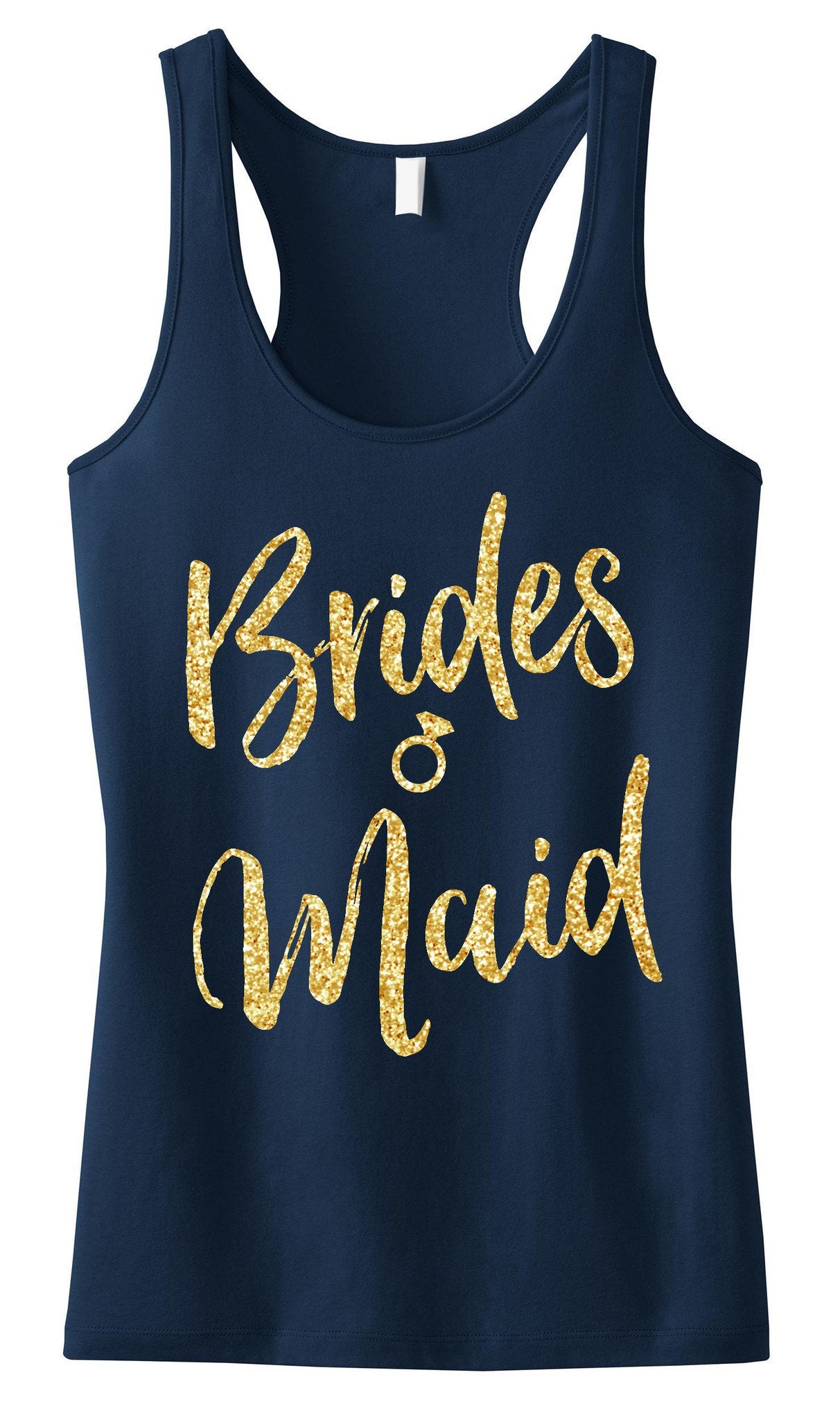 Bridesmaid Script Tank Top with Gold Glitter -