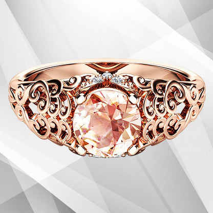 2.88Ct Round-Cut Top Morganite Diamond Bridal Engagement Ring 18K Rose