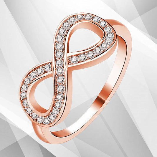 0.35Ct Round-Cut 30 Top CZ Diamonds Infinity Engagement Ring 18K Rose