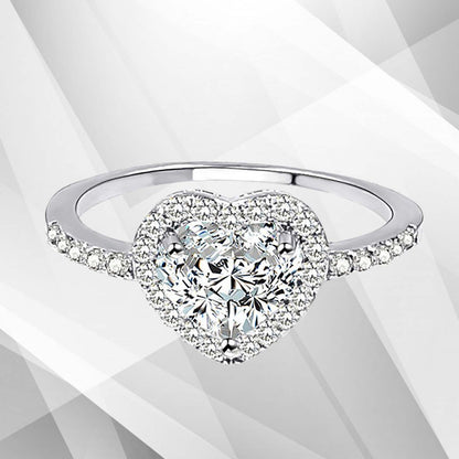 2.88Ct Heart-Cut CZ Diamonds Halo Bridal Engagement Ring 18Ct White