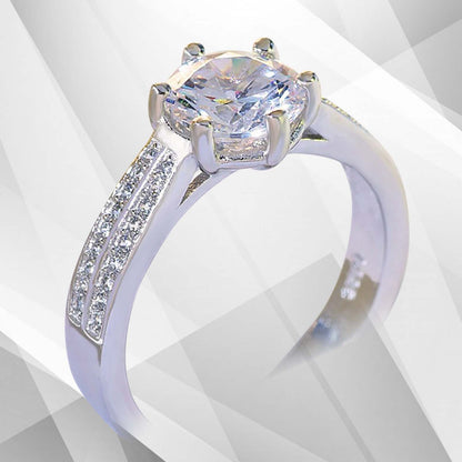 2.88Ct Round-Cut 37 Best CZ Diamonds Bridal Engagement Ring 18Ct White