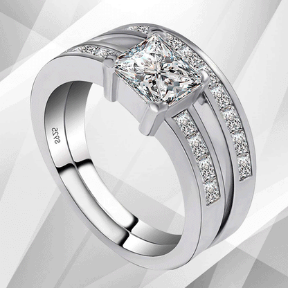 2.0Ct Total 20 CZ Diamonds Bridal Engagement Double Ring Set 18K White