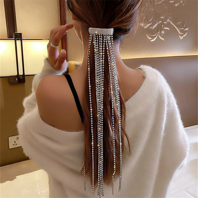 Long Tassel Rhinestone Hairpins for Women