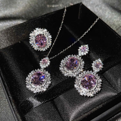 S925 silver Romantic Bridal Jewelry Sets for Women Real Ruby