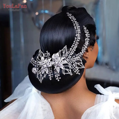 YouLaPan HP254 Alloy Flower Bridal Hair Clips Rhinestone Side Hairpin