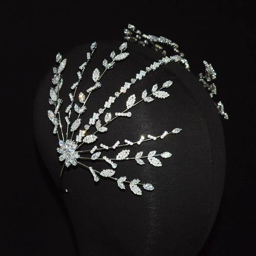 Luxury Cubic Zirconia Headbands Silver Color Bridal Crowns Elegant