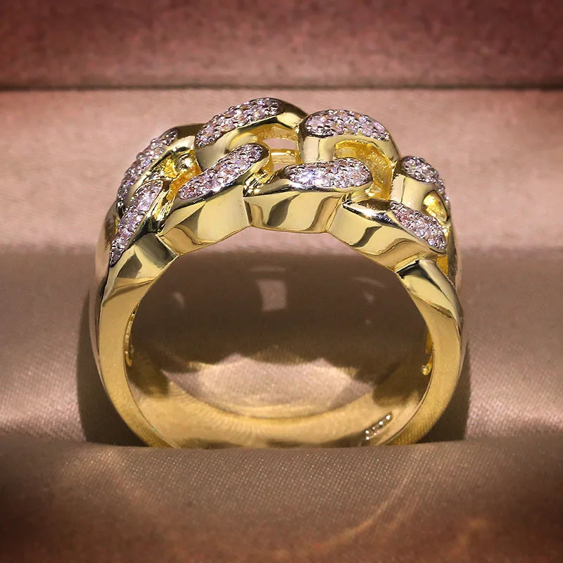 14K Yellow Gold Rings: Luxurious Fine Braidal Jewelry for Men with Diamond Hip-Hop Style