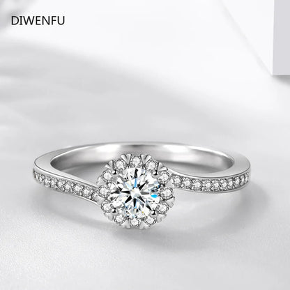 Women's Wedding S925 Sterling Silver Diamond Ring and Earring Set