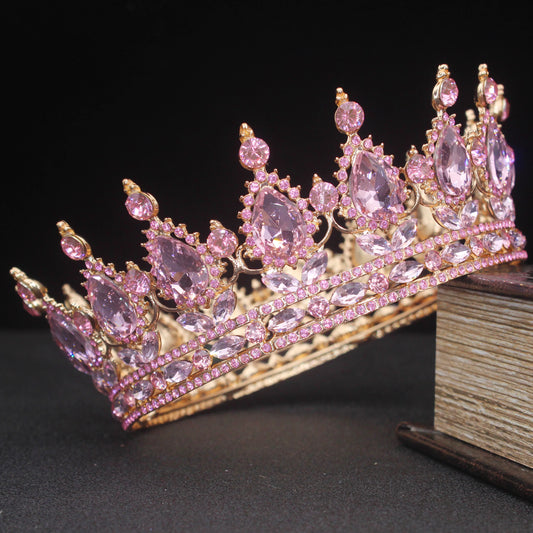 Pink Crystal Tiaras and Crowns Queen Princess Pageant Diadem Women