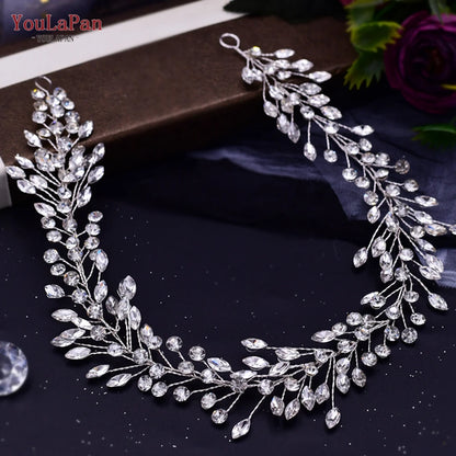 YouLaPan HP254 Alloy Flower Bridal Hair Clips Rhinestone Side Hairpin