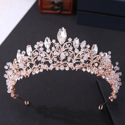 Baroque Handmade Crystal Beads Heart Bridal Tiaras Crown Luxury