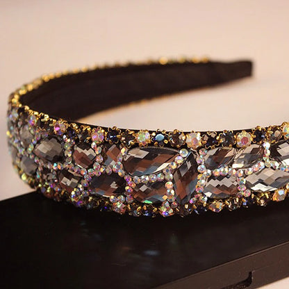 Luxurious Handmade Black and Gray Crystal Stone Bridal Headbands