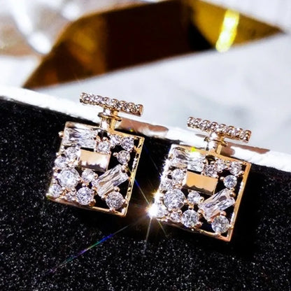 Elegant Brass and Cubic Zirconia Stud Earrings, Wedding Day Earrings!