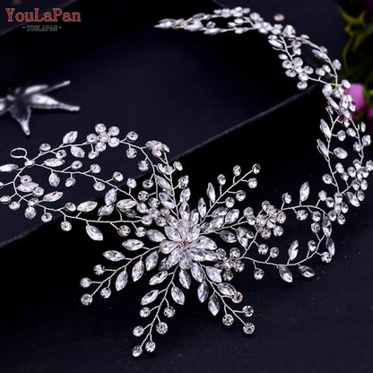 YouLaPan HP254 Alloy Flower Bridal Hair Clips Rhinestone Side Hairpin