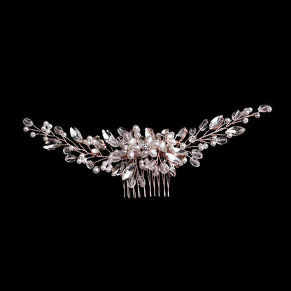 Trendy Tiara Wedding Hair Comb Flower Bridal Hairpins Pearl Rhinestone