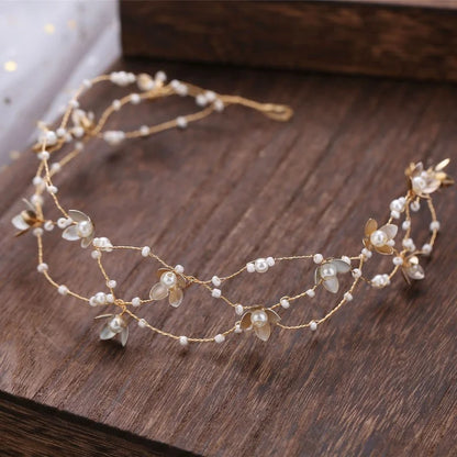 Elegant Handmade Beaded Flower Bridal Tiara and Hairband