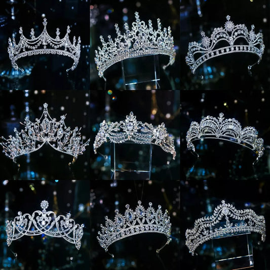 Luxury Diverse Silver Color Crystal Bridal Tiaras Crown Rhinestone