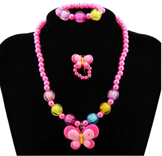 Cute Imitation Pearl Beads Charming Butterfly Necklace Bracelets Kids