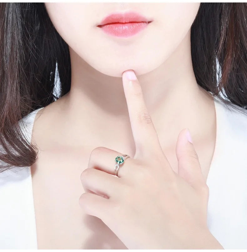 Natural Turquoise/Green Heart-Shaped Rings Made of Genuine 925 Sterling Silver