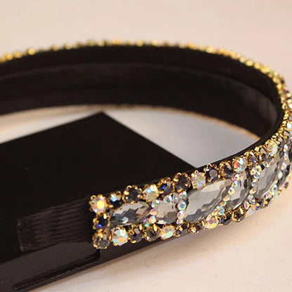 Luxurious Handmade Black and Gray Crystal Stone Bridal Headbands