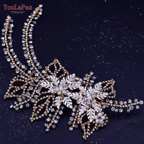 YouLaPan HP254 Alloy Flower Bridal Hair Clips Rhinestone Side Hairpin