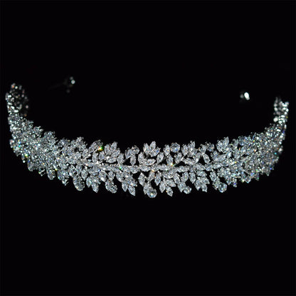 Luxury Cubic Zirconia Headbands Silver Color Bridal Crowns Elegant