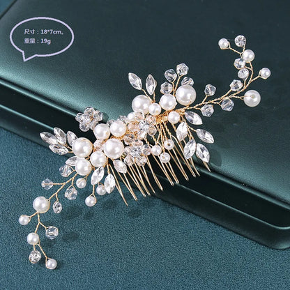 Handmade Bride Hair Pin: Alloy, Pearl Beads, and Crystal Barrette for Women