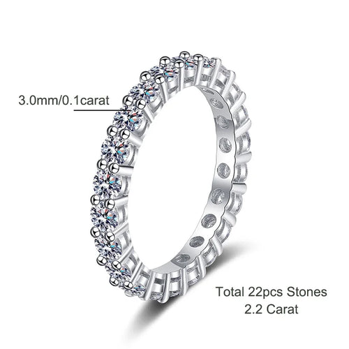 2.2 CT Moissanite Eternity Rings for Women Men 925 Sterling Silver