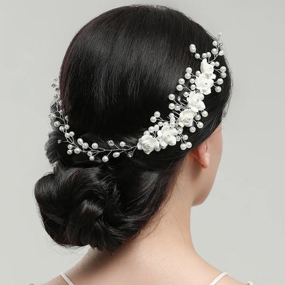 Trendy Tiara Wedding Hair Comb Flower Bridal Hairpins Pearl Rhinestone