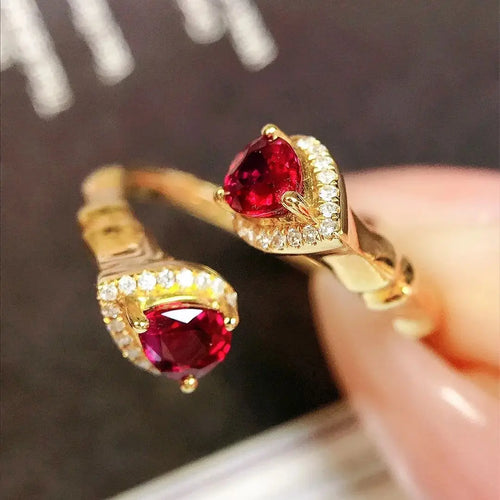 Solid 18K Gold Jewelry JY2024 No.6033 Featuring a 0.74ct Natural Red Ruby Diamond