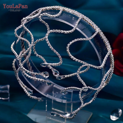 YouLaPan Crystal Headdress for Women Bridal Headband Wedding Tiara