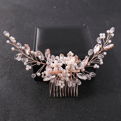 Crystal Rhinestone Flower Pearl Hair Comb Headband Tiara Hairpin For