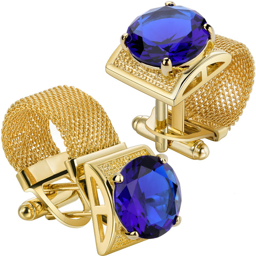 Luxury Shiny Crystal--Cufflinks for Mens with Chain, French Shirt