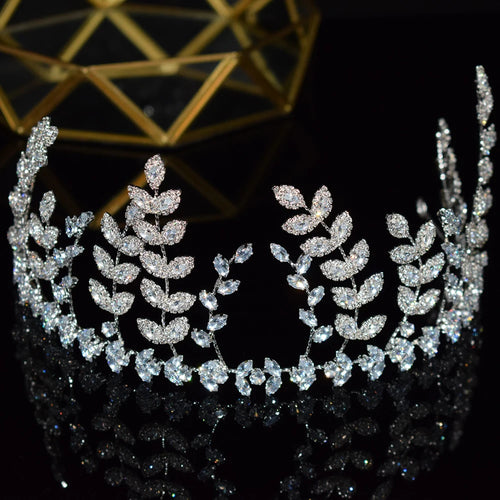 Luxury Cubic Zirconia Headbands Silver Color Bridal Crowns Elegant