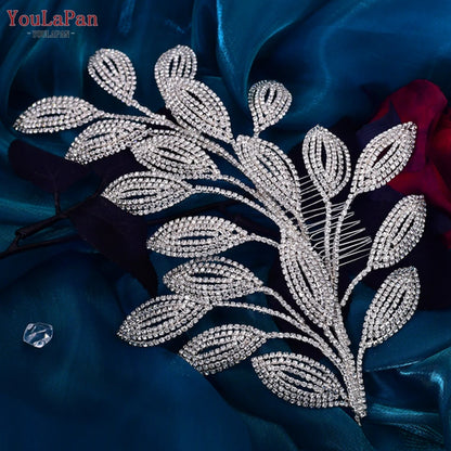 YouLaPan HP254 Alloy Flower Bridal Hair Clips Rhinestone Side Hairpin