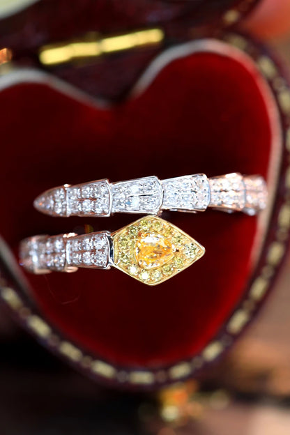 18K White Gold Rings Natural Yellow Diamond Ring Fashion