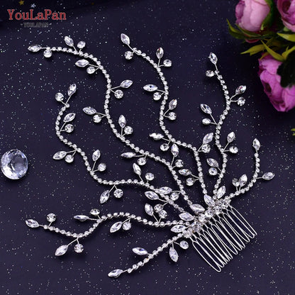 YouLaPan HP254 Alloy Flower Bridal Hair Clips Rhinestone Side Hairpin