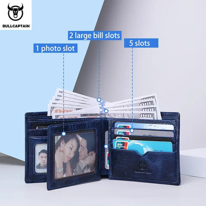 Men's Fashionable Leather Wallet with RFID Protection for Business