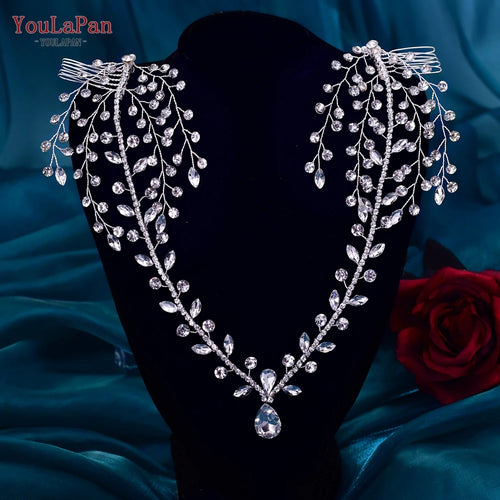 YouLaPan Crystal Forehead Headband for Women Brides Headpiece Party