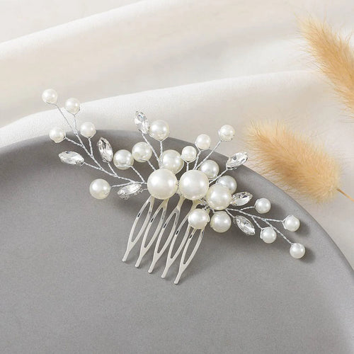 Handmade Bride Hair Pin: Alloy, Pearl Beads, and Crystal Barrette for Women