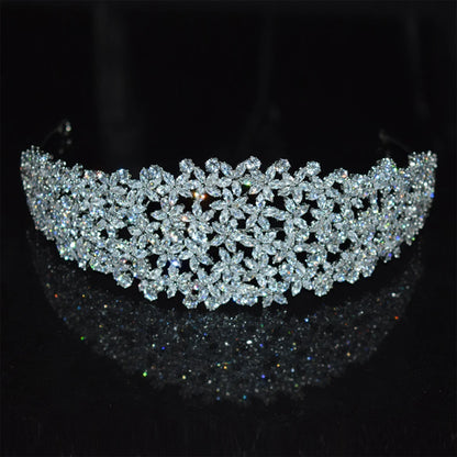 Luxury Cubic Zirconia Headbands Silver Color Bridal Crowns Elegant