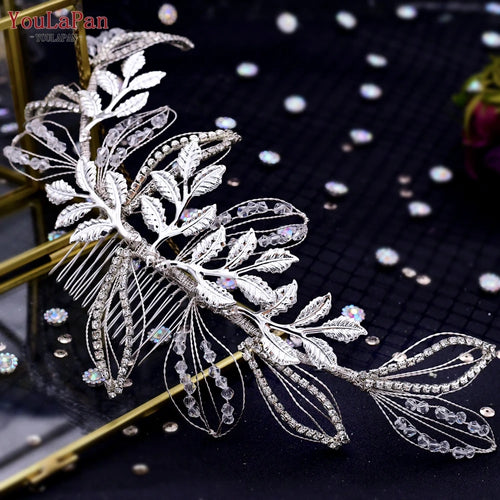 YouLaPan HP254 Alloy Flower Bridal Hair Clips Rhinestone Side Hairpin